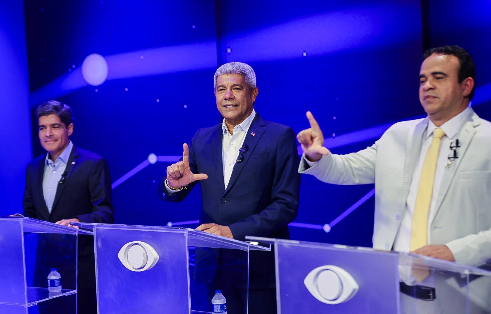 Primeiro debate ao Governo da Bahia tem embates entre ACM Neto e Jerônimo e críticas de Mansur